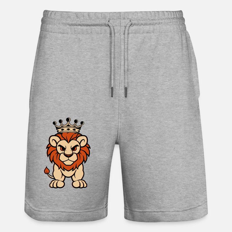 Lion Comic Crown - Stanley/Stella Trainer Unisex Organic Jogging Shorts - heather grey