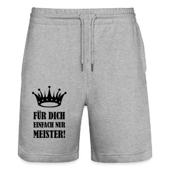For you, simply master - Stanley/Stella Trainer Unisex Organic Jogging Shorts - heather grey - Front - Nik (191cm) & Marisol (170cm)