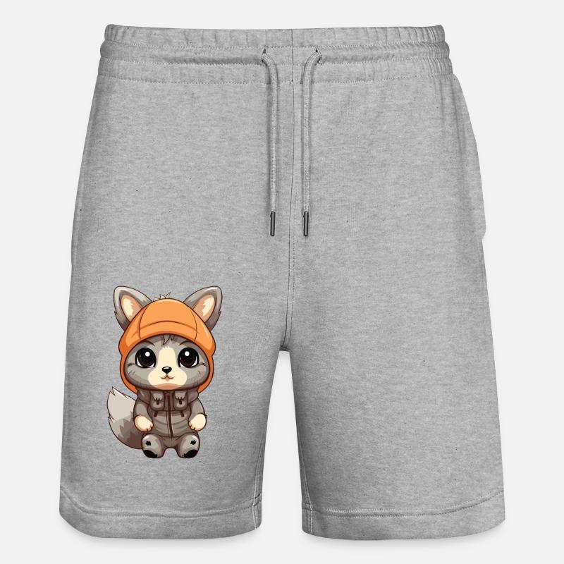 Eichhörnchen Winter Comic Niedlich - Stanley/Stella Unisex Bio Joggingshorts Trainer  - Grau meliert