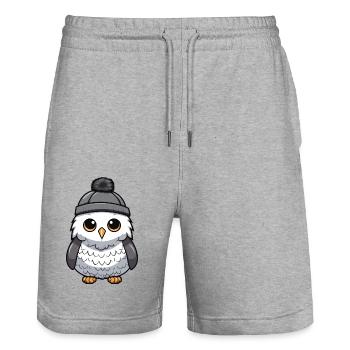 Eule Winter Comic Niedlich - Stanley/Stella Unisex Bio Joggingshorts Trainer  - Grau meliert - Vorne - Nik (191cm) & Marisol (170cm)