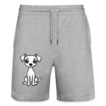 Whippet Hund Comic Niedlich - Stanley/Stella Unisex Bio Joggingshorts Trainer  - Grau meliert - Vorne - Nik (191cm) & Marisol (170cm)