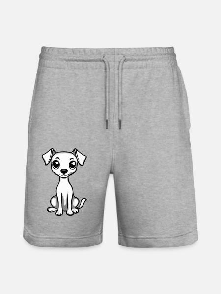 Whippet Hund Comic Niedlich - Stanley/Stella Unisex Bio Joggingshorts Trainer  - Grau meliert