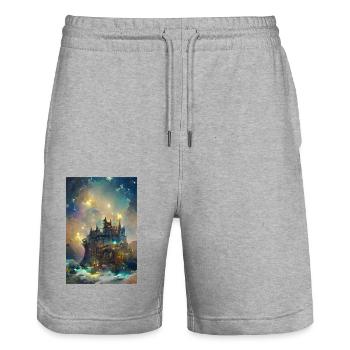 Schloss unter dem Sternenhimmel Castle Under - Stanley/Stella Unisex Bio Joggingshorts Trainer  - Grau meliert - Vorne - Nik (191cm) & Marisol (170cm)