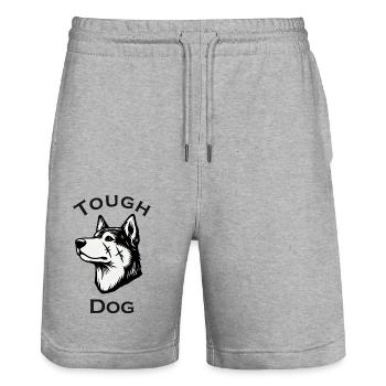 Scarred Wolf - Tough Dog Design - Stanley/Stella Trainer Unisex Organic Jogging Shorts - heather grey - Front - Nik (191cm) & Marisol (170cm)
