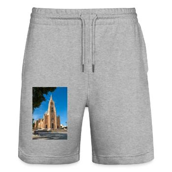 Gozo Island Ghajnsielem Parish Church Malta - Stanley/Stella Unisex Bio Joggingshorts Trainer  - Grau meliert - Vorne - Nik (191cm) & Marisol (170cm)