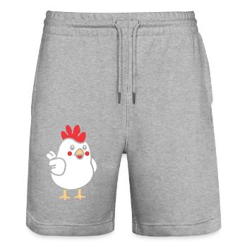 Huhn - Stanley/Stella Unisex Bio Joggingshorts Trainer  - Grau meliert - Vorne - Nik (191cm) & Marisol (170cm)