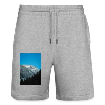 Lueur des Alpes sur la chaîne de montagnes Agrafa en Grèce - Short de jogging bio TRAINER Stanley/Stella unisexe - gris chiné - Devant - Nik (191cm) & Marisol (170cm)