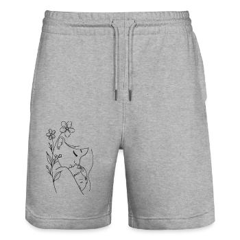 Mama liebt dich Mama Blumen Frauen Valentinstag - Stanley/Stella Unisex Bio Joggingshorts Trainer  - Grau meliert - Vorne - Nik (191cm) & Marisol (170cm)