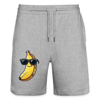 banane sonnenbrille comic - Stanley/Stella Unisex Bio Joggingshorts Trainer  - Grau meliert - Vorne - Nik (191cm) & Marisol (170cm)