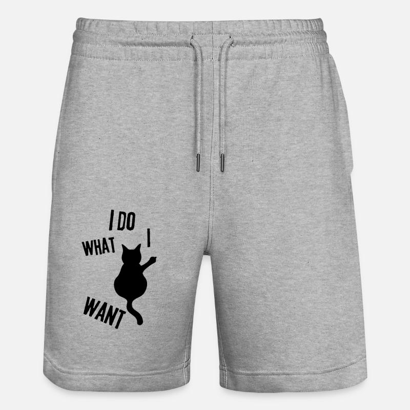 Chat noir - Short de jogging bio TRAINER Stanley/Stella unisexe - gris chiné