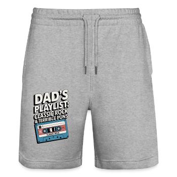 Dad's Playlist - Stanley/Stella Trainer Unisex Organic Jogging Shorts - heather grey - Front - Nik (191cm) & Marisol (170cm)