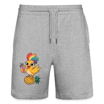Süßes tropisches Huhn mit Regenbogenfedern - Stanley/Stella Unisex Bio Joggingshorts Trainer  - Grau meliert - Vorne - Nik (191cm) & Marisol (170cm)