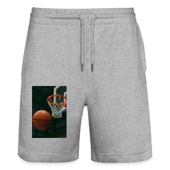 Basketball on its way to the basket - Stanley/Stella Trainer Unisex Organic Jogging Shorts - heather grey - Front - Nik (191cm) & Marisol (170cm)