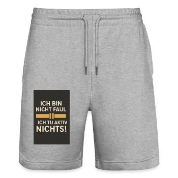 I'm not lazy - I don't actively do anything 01 - Stanley/Stella Trainer Unisex Organic Jogging Shorts - heather grey - Front - Nik (191cm) & Marisol (170cm)