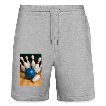 Sport - Bowling - Stanley/Stella Unisex Bio Joggingshorts Trainer  - Grau meliert - Vorne - Nik (191cm) & Marisol (170cm)