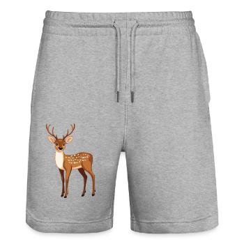 stolzer Hirsch - Stanley/Stella Unisex Bio Joggingshorts Trainer  - Grau meliert - Vorne - Nik (191cm) & Marisol (170cm)