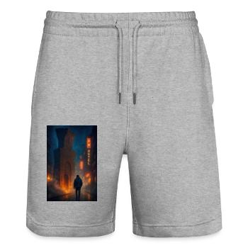 Nur in der Stadt - Stanley/Stella Unisex Bio Joggingshorts Trainer  - Grau meliert - Vorne - Nik (191cm) & Marisol (170cm)