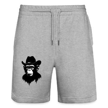 Singe cow-boy - Short de jogging bio TRAINER Stanley/Stella unisexe - gris chiné - Devant - Nik (191cm) & Marisol (170cm)