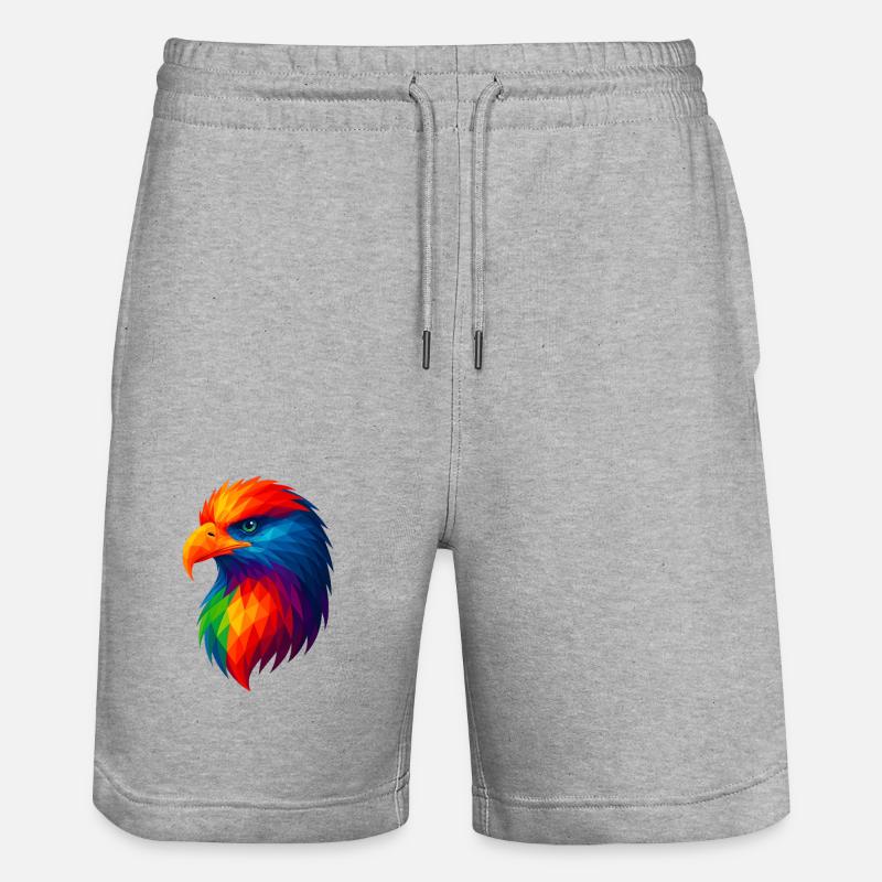 WPAP Polygon Style Animals - Eagle - Stanley/Stella Trainer Unisex Organic Jogging Shorts - heather grey
