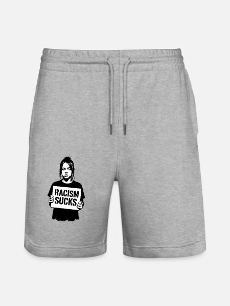 Racism Sucks - Stanley/Stella Trainer Unisex Organic Jogging Shorts - heather grey