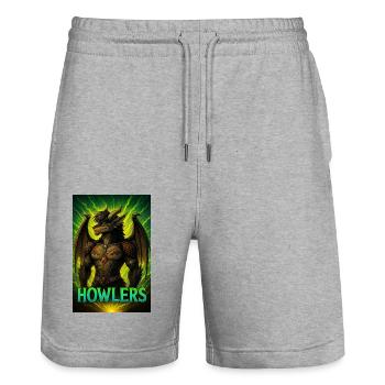 STORMBLOODED — Howlers Edition - Stanley/Stella Trainer Unisex Organic Jogging Shorts - heather grey - Front - Nik (191cm) & Marisol (170cm)