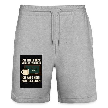 file 000000001dfc61f8858a3ab631420796 - Stanley/Stella Unisex Bio Joggingshorts Trainer  - Grau meliert - Vorne - Nik (191cm) & Marisol (170cm)
