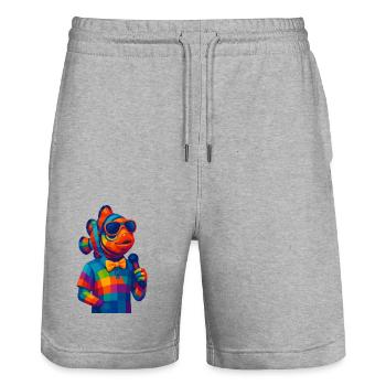 WPAP Polygon Stil Tiere - Clownfisch mit Fliege - Stanley/Stella Unisex Bio Joggingshorts Trainer  - Grau meliert - Vorne - Nik (191cm) & Marisol (170cm)