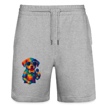WPAP Polygon Stil Tiere - Hundewelpe Sonnenbrille - Stanley/Stella Unisex Bio Joggingshorts Trainer  - Grau meliert - Vorne - Nik (191cm) & Marisol (170cm)