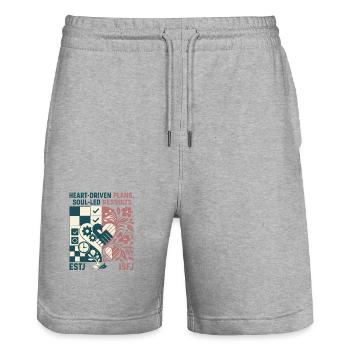 ISFJ × ESTJ – Heart-driven plans, soul-led results - Stanley/Stella Trainer Unisex Organic Jogging Shorts - heather grey - Front - Nik (191cm) & Marisol (170cm)