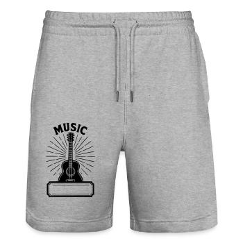 Musik - Nachname - Stanley/Stella Unisex Bio Joggingshorts Trainer  - Grau meliert - Vorne - Nik (191cm) & Marisol (170cm)
