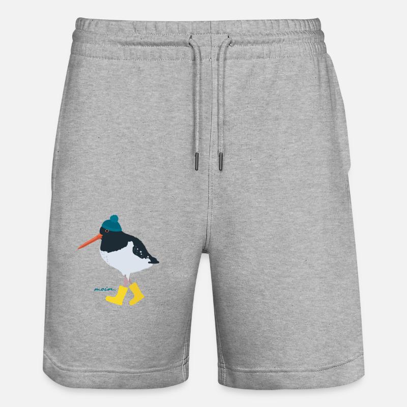 Austernfischer mit Gummistiefeln moin - Stanley/Stella Unisex Bio Joggingshorts Trainer  - Grau meliert