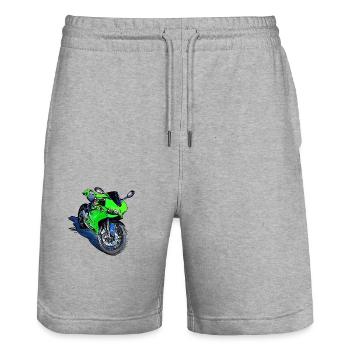 Moto Sport Vert - Short de jogging bio TRAINER Stanley/Stella unisexe - gris chiné - Devant - Nik (191cm) & Marisol (170cm)