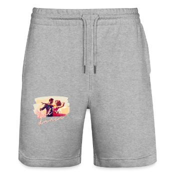 Let's dance - Stanley/Stella Unisex Bio Joggingshorts Trainer  - Grau meliert - Vorne - Nik (191cm) & Marisol (170cm)