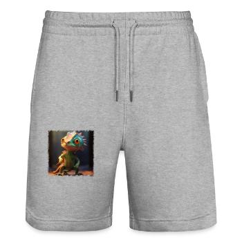 Caméléon cool - Short de jogging bio TRAINER Stanley/Stella unisexe - gris chiné - Devant - Nik (191cm) & Marisol (170cm)
