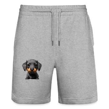 Dachshund Hund Dackelwelpe Hundehalter Hunde - Stanley/Stella Unisex Bio Joggingshorts Trainer  - Grau meliert - Vorne - Nik (191cm) & Marisol (170cm)