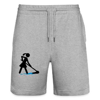 Charwoman - Stanley/Stella Trainer Unisex Organic Jogging Shorts - heather grey - Front - Nik (191cm) & Marisol (170cm)