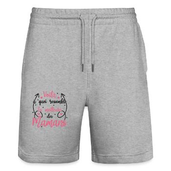 Voila à quoi ressemble la meilleure des mamans - Short de jogging bio TRAINER Stanley/Stella unisexe - gris chiné - Devant - Nik (191cm) & Marisol (170cm)