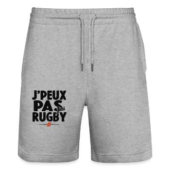 Je Peux Pas J'ai Rugby Cadeau Amoureux De Rugby - Short de jogging bio TRAINER Stanley/Stella unisexe - gris chiné - Devant - Nik (191cm) & Marisol (170cm)