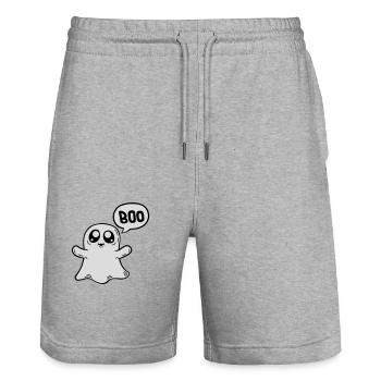 Kleiner süßer Boo Geist - Stanley/Stella Unisex Bio Joggingshorts Trainer  - Grau meliert - Vorne - Nik (191cm) & Marisol (170cm)