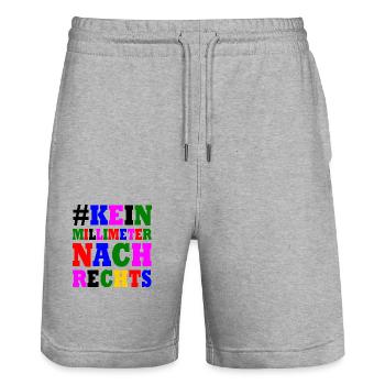 kein millimeter nach rechts - Stanley/Stella Unisex Bio Joggingshorts Trainer  - Grau meliert - Vorne - Nik (191cm) & Marisol (170cm)