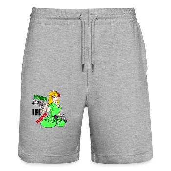 Women life freedom - Short de jogging bio TRAINER Stanley/Stella unisexe - gris chiné - Devant - Nik (191cm) & Marisol (170cm)