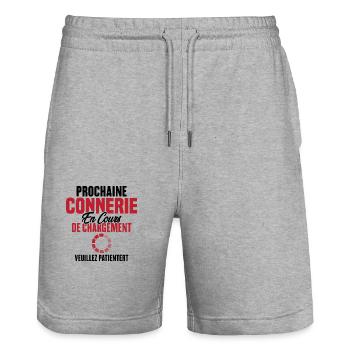 Prochaine Connerie En Cours De Chargement - Short de jogging bio TRAINER Stanley/Stella unisexe - gris chiné - Devant - Nik (191cm) & Marisol (170cm)