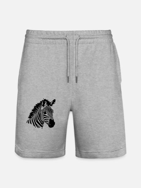 Zebra - Stanley/Stella Trainer Unisex Organic Jogging Shorts - heather grey