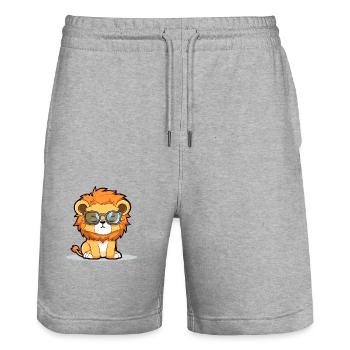 Lex le lion - Short de jogging bio TRAINER Stanley/Stella unisexe - gris chiné - Devant - Nik (191cm) & Marisol (170cm)