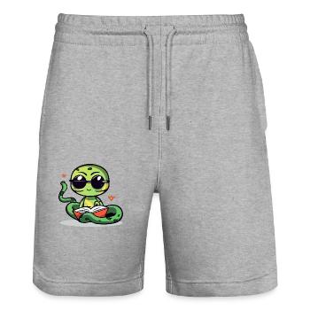 Loko the snake - Stanley/Stella Trainer Unisex Organic Jogging Shorts - heather grey - Front - Nik (191cm) & Marisol (170cm)