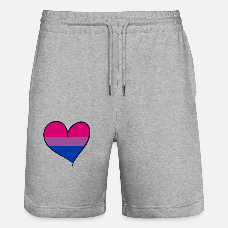 Bisexual pride heart - Stanley/Stella Unisex Bio Joggingshorts Trainer - Grau meliert