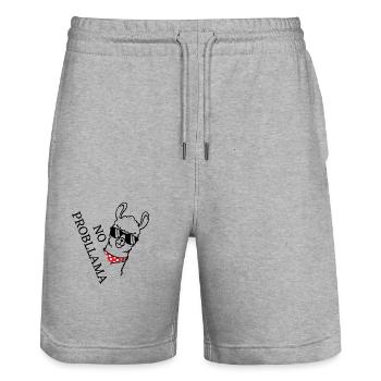 Kein Probllama - Lama lustig - Stanley/Stella Unisex Bio Joggingshorts Trainer  - Grau meliert - Vorne - Nik (191cm) & Marisol (170cm)