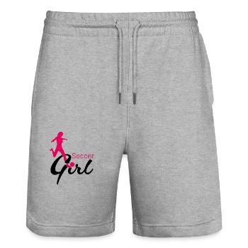 Soccer Girl Passing Game - Stanley/Stella Trainer Unisex Organic Jogging Shorts - heather grey - Front - Nik (191cm) & Marisol (170cm)