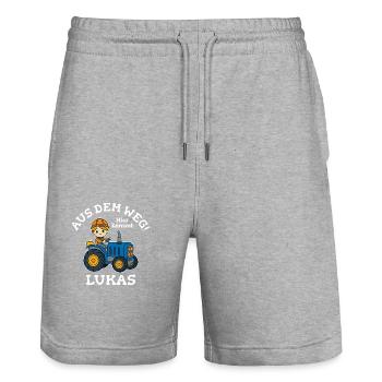 Lukas Vorname Traktor - Stanley/Stella Unisex Bio Joggingshorts Trainer  - Grau meliert - Vorne - Nik (191cm) & Marisol (170cm)