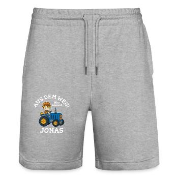Jonas Vorname Traktor - Stanley/Stella Unisex Bio Joggingshorts Trainer  - Grau meliert - Vorne - Nik (191cm) & Marisol (170cm)